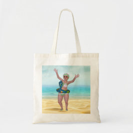 Beach Canvas tas met Funny Bathing Beauty