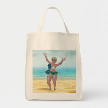 Beach Canvas tas met Funny Bathing Beauty