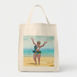 Beach Canvas tas met Funny Bathing Beauty