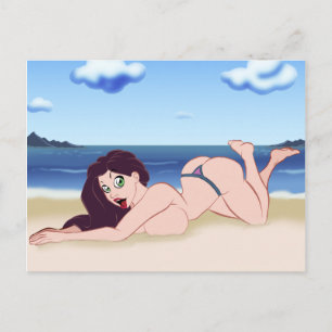 Beach Cartoon Pin-Up Postcard Briefkaart