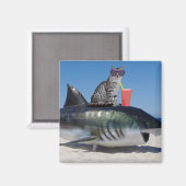 BEACH CAT OP SHARK FUNNY magneten (Voorkant / Achterkant)