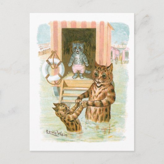 Beach Cats door Louis Wain Briefkaart (Voorkant)