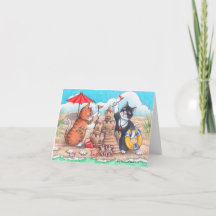 Beach Cats Notecard met Bud en Tony