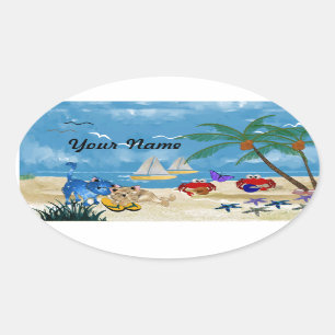 Beach Cats Summer Ovale Sticker