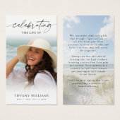 Beach Celebrating the Life Photo Prayer Card Visitekaartje (Voorkant /achterkant)