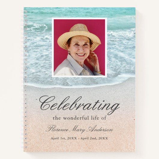 Beach Celebration of Life Photo Funeral Guest Book Notitieboek (Voorkant)