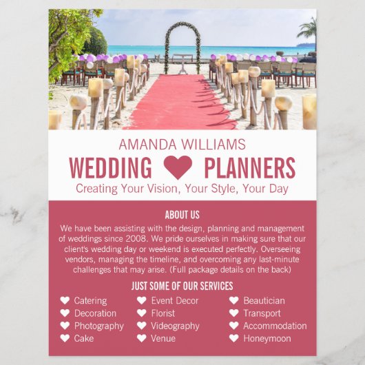 Beach-ceremonie, bruiloft-gebeurtenissenplanner Ad Flyer (Voorkant)