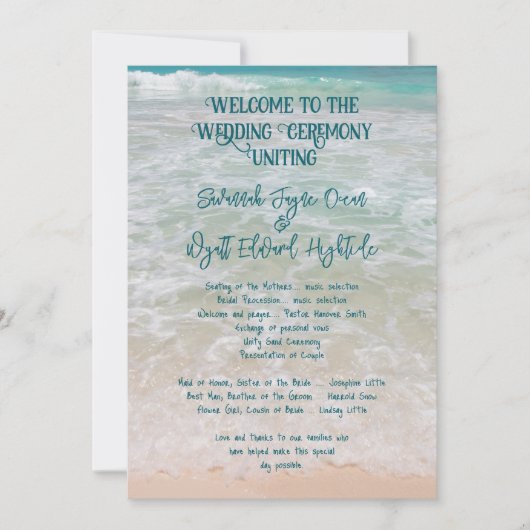 Beach Ceremony Programma Eenvoudige pagina (Voorkant)