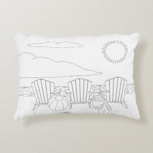 Beach Chairs Adult Coloring Pillow Accent Kussen