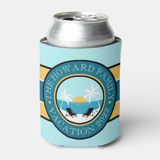 Beach Chairs and Sunset Logo Blikjeskoeler (Blikje Voorkant)