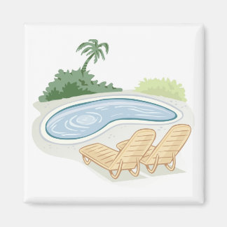 Beach Chairs by Pool Magneet