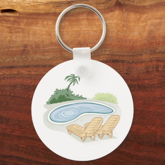 Beach Chairs by Pool Sleutelhanger (Voorkant)