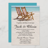 Beach Chairs Destination Wedding Invitation Kaart (Voorkant / Achterkant)