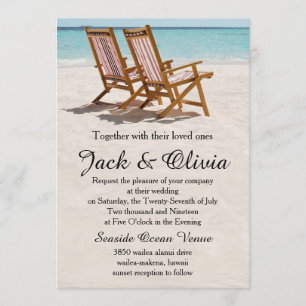 Beach Chairs Destination Wedding Invitation Kaart