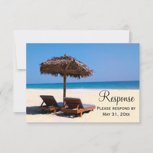 Beach Chairs Destination Wedding RSVP Kaartje (Voorkant)