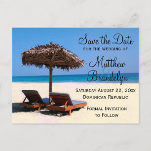 Beach Chairs Destination Wedding Save the Date Aankondigingskaart