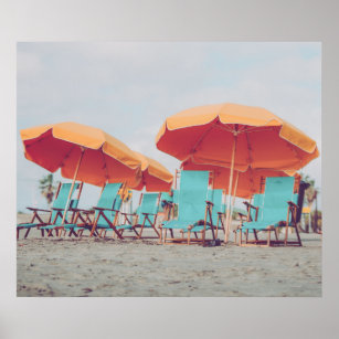 Beach Chairs in Blue and Oranje Photo Poster