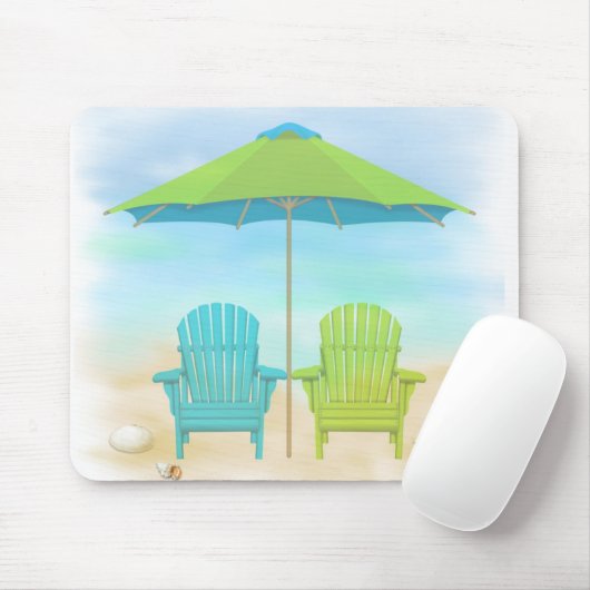 Beach Chairs, mbrella, Muismat met strand (Met muis)