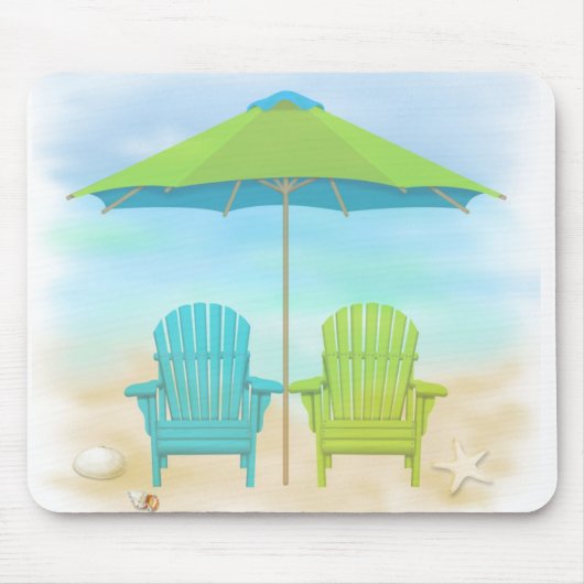 Beach Chairs, mbrella, Muismat met strand (Voorkant)