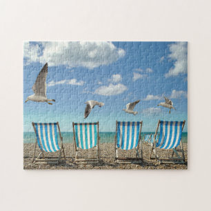 Beach chairs on the sand legpuzzel