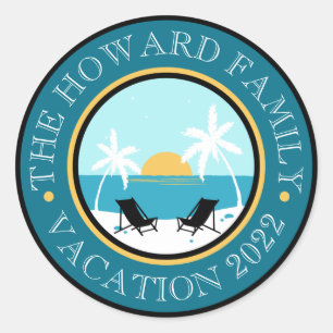 Beach Chairs Sunset Logo Ronde Sticker