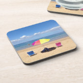 Beach Chairs Umbrella Ocean Scene Hawaii Onderzett Bier Onderzetter (Linkerzijde)