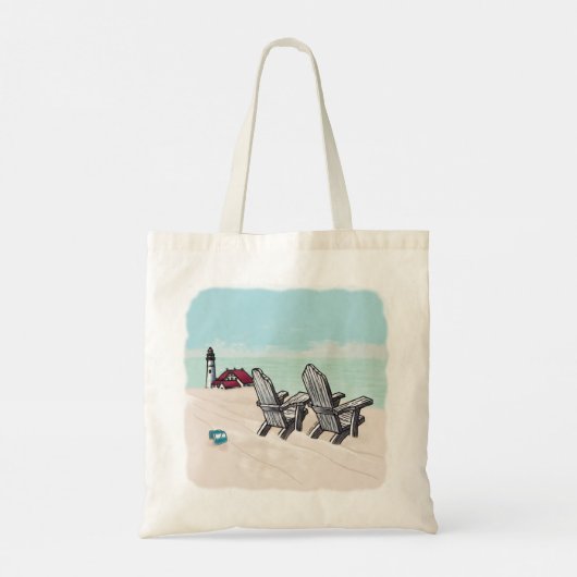 Beach Chairs vuurtoren canvas tas (Achterkant)