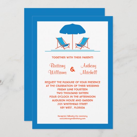 Beach Chairs Weddenschap Kaart (Voorkant / Achterkant)