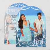 Beach Chalkboard Typography Photo Wedding Invite Kaart (Voorkant / Achterkant)