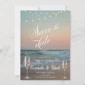 Beach Champagne Glass Save the Date (Voorkant)