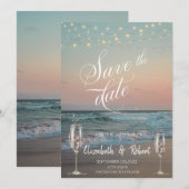 Beach Champagne Glass Save the Date (Voorkant / Achterkant)