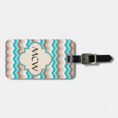 Beach Chevron Zigzag Monogram Bagagelabel (Voorkant horizontaal)
