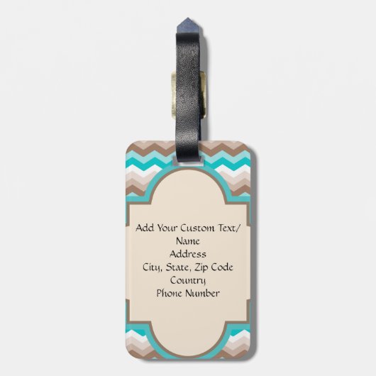 Beach Chevron Zigzag Monogram Bagagelabel (Achterkant verticaal)