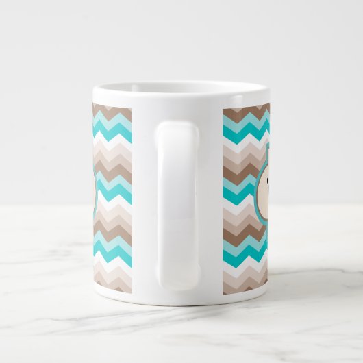 Beach Chevron Zigzag Monogram Grote Koffiekop (Achterkant)