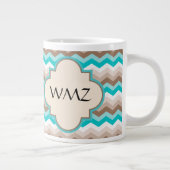 Beach Chevron Zigzag Monogram Grote Koffiekop (Rechts)
