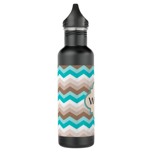 Beach Chevron Zigzag Monogram Waterfles (Links)
