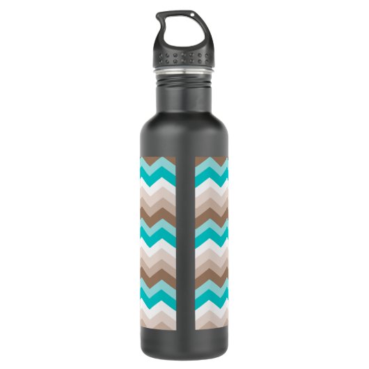 Beach Chevron Zigzag Monogram Waterfles (Achterkant)