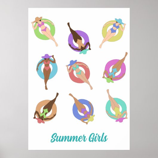 Beach Chillin Girls Personalization Text Poster (Voorkant)
