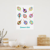 Beach Chillin Girls Personalization Text Poster (Keuken)