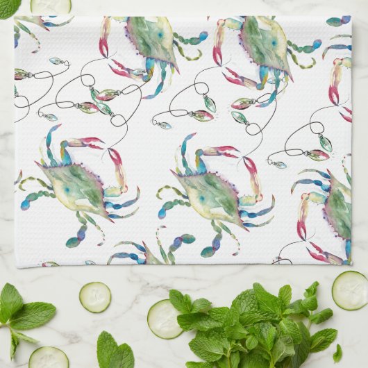 Beach Christmas Blue Crab Theedoek (Gevouwen)