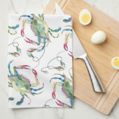 Beach Christmas Blue Crab Theedoek (Quarter Fold)