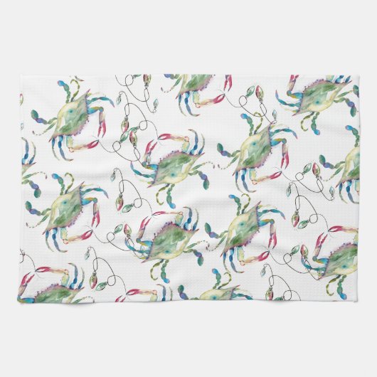 Beach Christmas Blue Crab Theedoek (Horizontaal)