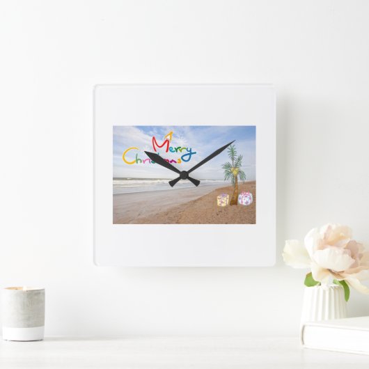 BEACH CHRISTMAS CHRISTMAS CLOCK VIERKANTE KLOK (Huis)