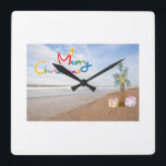 BEACH CHRISTMAS CHRISTMAS CLOCK VIERKANTE KLOK<br><div class="desc">Have some fun this Christmas and DO A BEACH CHRISTMAS or give this cool clock as a GIFT!</div>