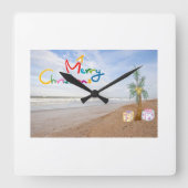 BEACH CHRISTMAS CHRISTMAS CLOCK VIERKANTE KLOK (Voorkant)