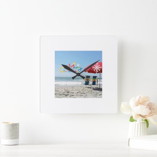 BEACH CHRISTMAS CHRISTMAS CLOCK VIERKANTE KLOK (Huis)
