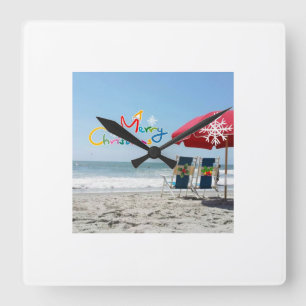 BEACH CHRISTMAS CHRISTMAS CLOCK VIERKANTE KLOK