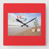 BEACH CHRISTMAS CHRISTMAS CLOCK VIERKANTE KLOK (Voorkant)
