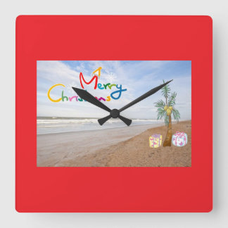 BEACH CHRISTMAS CHRISTMAS CLOCK VIERKANTE KLOK