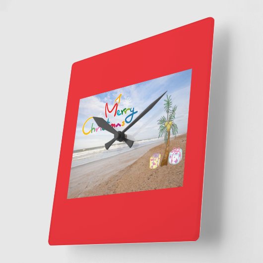 BEACH CHRISTMAS CHRISTMAS CLOCK VIERKANTE KLOK (Hoek)